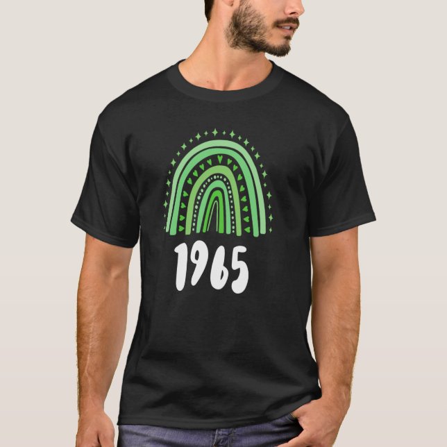 T-shirt Green Rainbow Année De Naissance 1965 Anniversaire (Devant)