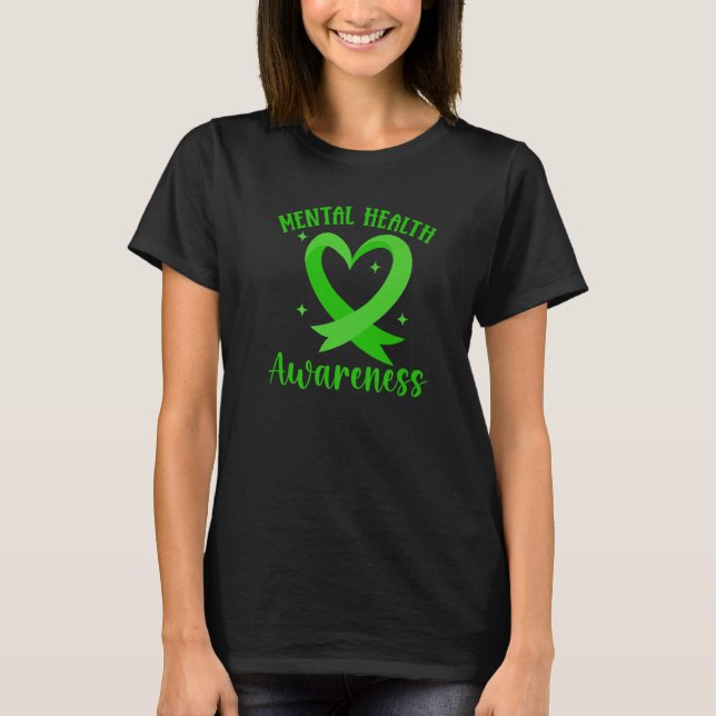 T-shirt Green Ribbon Mental Health Awareness   (Devant)