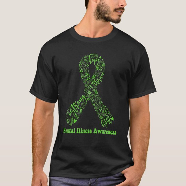 T-shirt Green Ribbon Mondial Maladie mentale Mois de sensi (Devant)