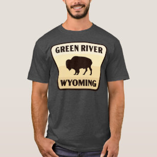 T-shirt Green River Wyoming Retro Buffalo Badge Tan