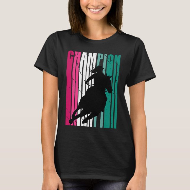 T-shirt Green Rodeo Champion Cowgirl on Horse Barrel Racin (Devant)