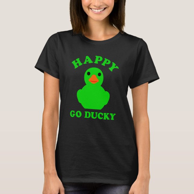 T-shirt Green Rubber Duck Happy Go Ducky Pun St Patricks D (Devant)