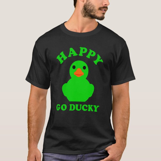 T-shirt Green Rubber Duck Happy Go Ducky Pun St Patricks D (Devant)