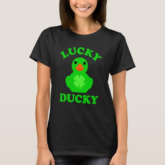 T-shirt Green Rubber Duck Quack Four Leaf C Lucky Ducky  1 (Devant)
