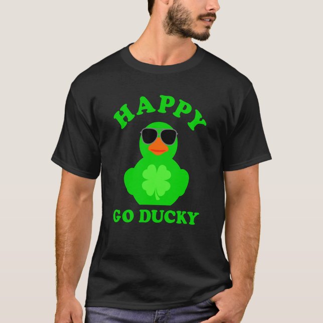 T-shirt Green Rubber Duck Sunglasses Happy Go Ducky St Pat (Devant)