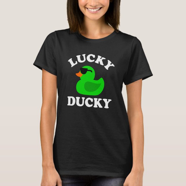 T-shirt Green Rubber Duck Sunglasses Lucky Ducky Quack Duc (Devant)