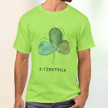 T-shirt Green Shamrock Irish Heritage<br><div class="desc">This green T-shirt features a hand-drawn watercolor shamrock.
Perfect for St Patrick's Day or any day to celebrate your Irish heritage.
Easily customizable.
Original Watercolor © Michele Davies.</div>
