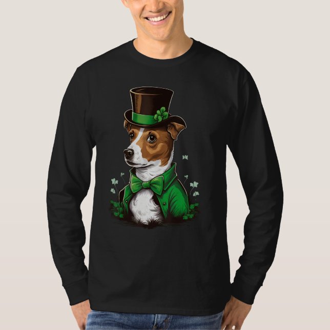 T-shirt Green shamrock on St Patricks Day Jack Russell Ter (Devant)