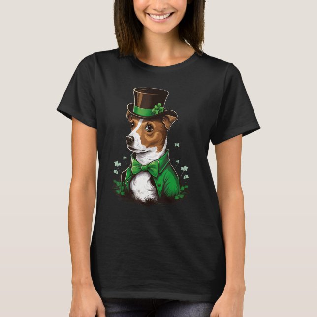 T-shirt Green shamrock on St Patricks Day Jack Russell Ter (Devant)