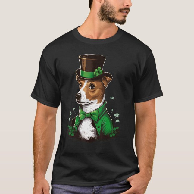 T-shirt Green shamrock on St Patricks Day Jack Russell Ter (Devant)