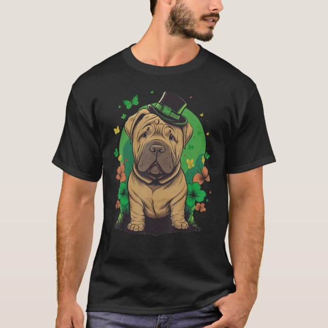 T-shirt Green Shar Pei shamrock on St Patricks Day Shar Pe (Devant)
