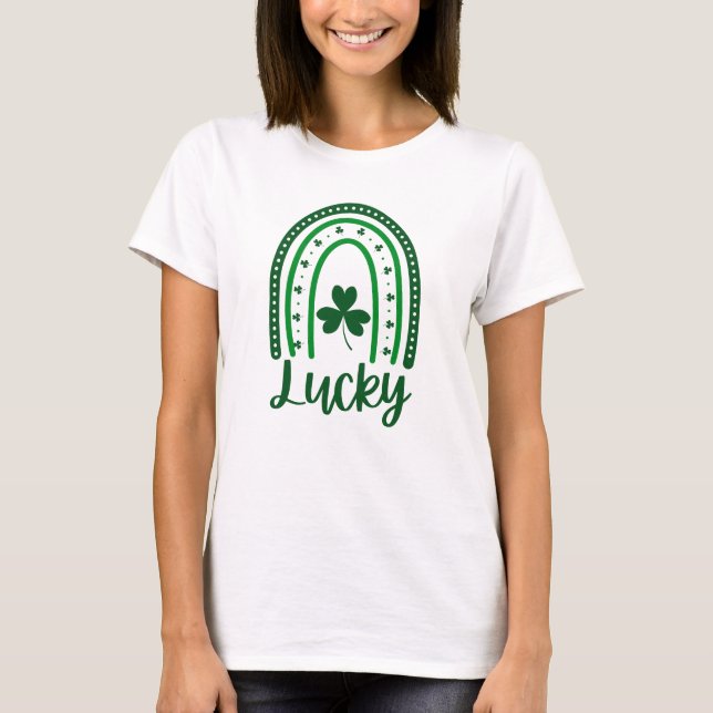 T-shirt Green St Patrick's Day Rainbow (Devant)