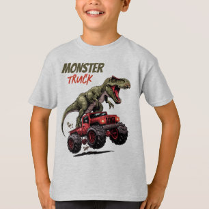 T-shirt Green T-Rex Red Monster Truck Kids