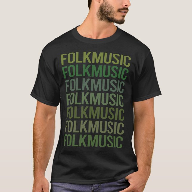 T-shirt Green Text Folk Music (Devant)