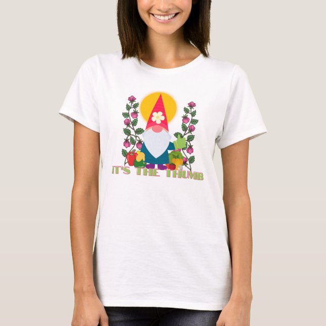 T-shirt Green Thumb Garden Gnome (Devant)