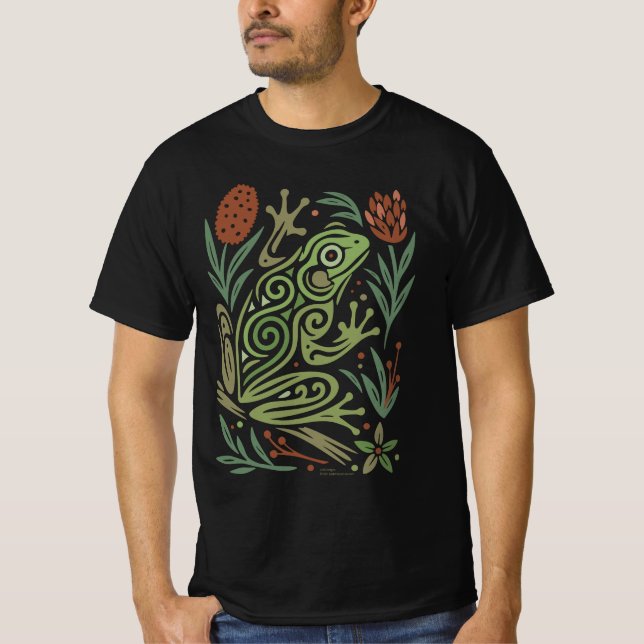 T-shirt Green Tree Frog Australian Wildlife Tattoo Art (Devant)