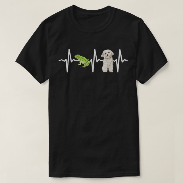 T-shirt Green Tree Frog Maltese Heartbeat Dog Lover  (Design devant)
