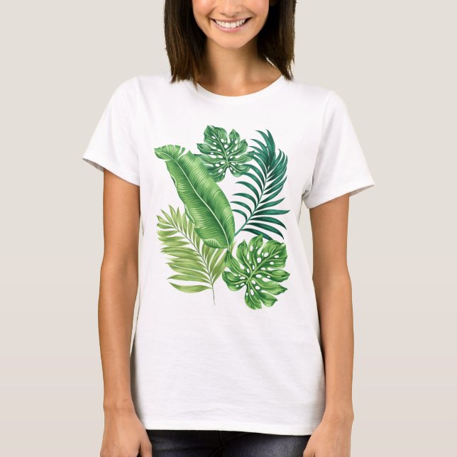 T-shirt Green Tropical Palm Banana Monstera Feuille (Devant)