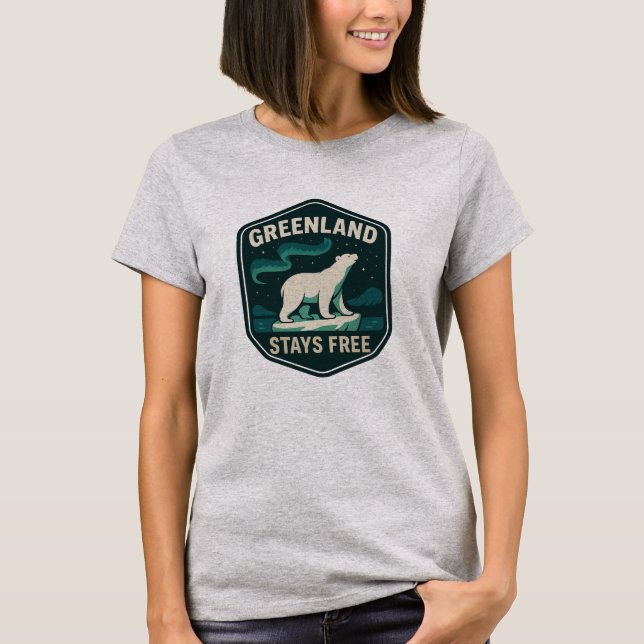 T-shirt GREENLAND STAYS FREE Badge (Devant)