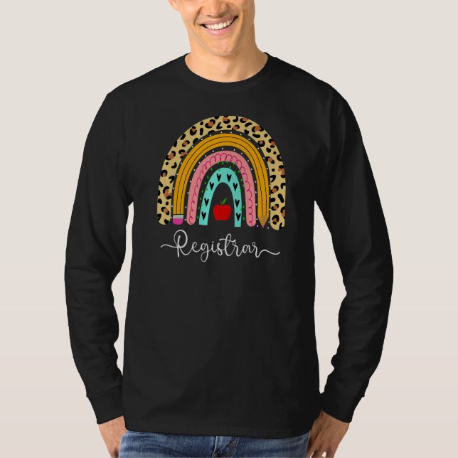 T-shirt Greffier Leopard Rainbow Retour À L'École Enseigna (Devant)