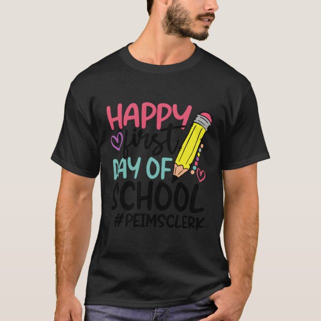 T-shirt Greffier Peims Heureux Premier Jour D'École (Devant)