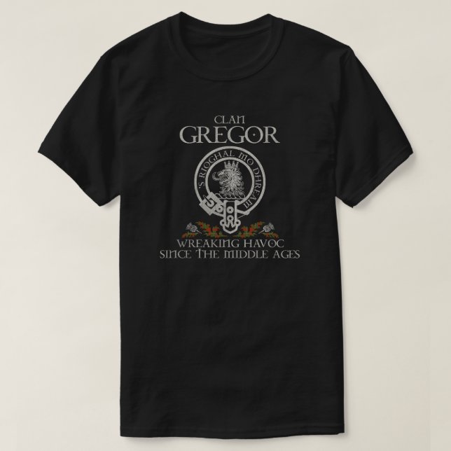 T-shirt Gregor Clan crest Scottish nom tartan Thistle (Design devant)