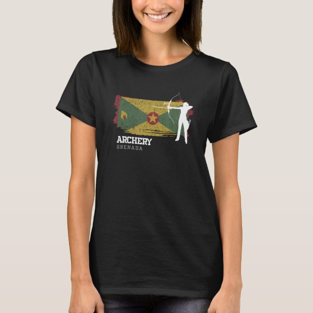 T-shirt Grenada Archery Girl Grenadian Flag Bow Arrow Wome (Devant)