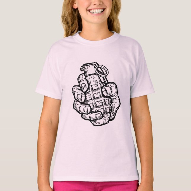 T-shirt Grenade À La Main En Style Bande Dessinée (Devant)