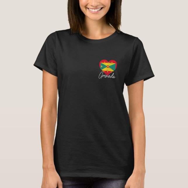 T-shirt Grenade Coeur Grenadien Drapeau Pride Caraïbes (Devant)