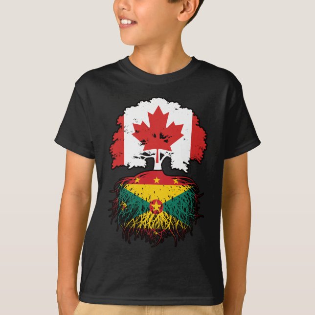 T-shirt Grenade Grenade Canada Drapeau des racines d'arbre (Devant)
