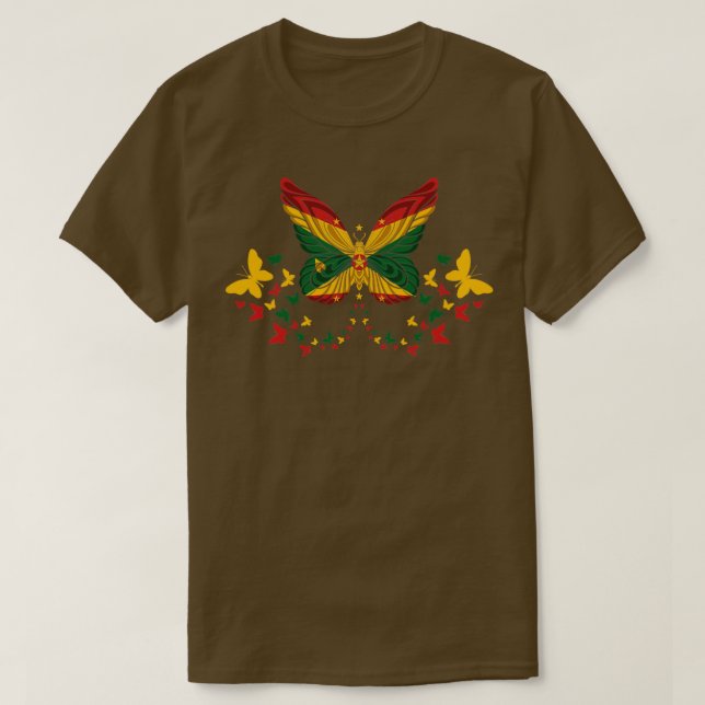 T-shirt Grenade Grenade Grenadien Drapeau Papillons (Design devant)