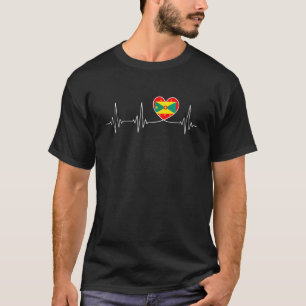 T-shirt Grenade Love Heartbeat Grenadien Drapeau Avec Coeu