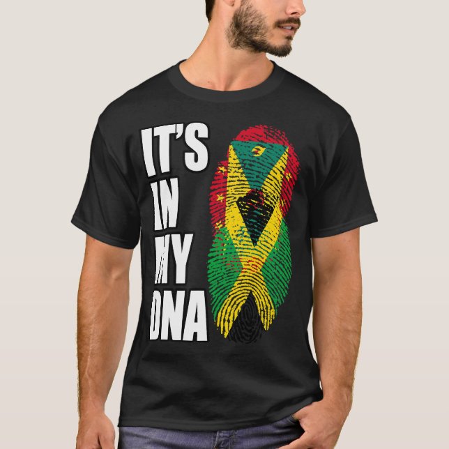 T-shirt Grenadien Et Jamaïcain Mélanger L'ADN Drapeau Patr (Devant)