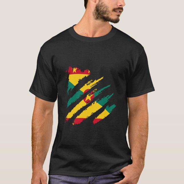 T-shirt Grenadienne Pride Grenade Drapeau Lavette Grenadie (Devant)