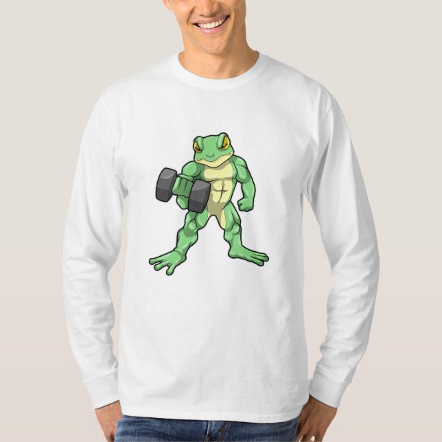 T-shirt Grenouille à Bodybuilding avec Dumbbell (Devant)