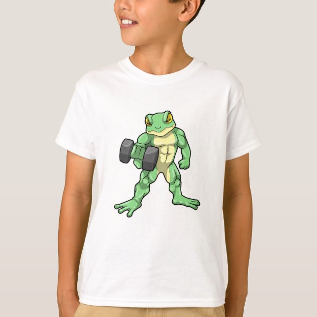 T-shirt Grenouille à Bodybuilding avec Dumbbell (Devant)