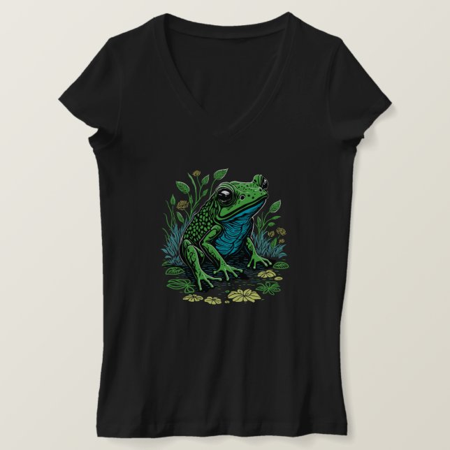 T-shirt Grenouille à étang détaillée (Design devant)