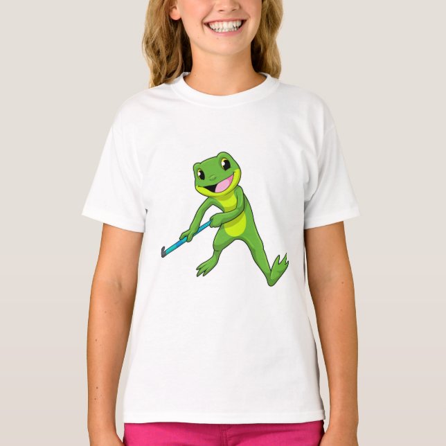 T-shirt Grenouille à Hockey avec chauve-souris de hockey (Devant)