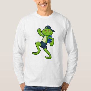 T-shirt Grenouille à la course avec sac à dos et Casquette