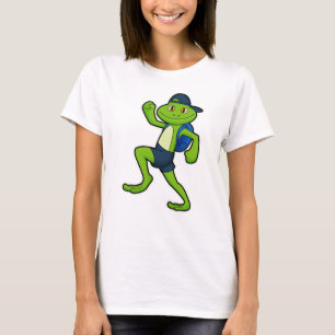 T-shirt Grenouille à la course avec sac à dos et Casquette