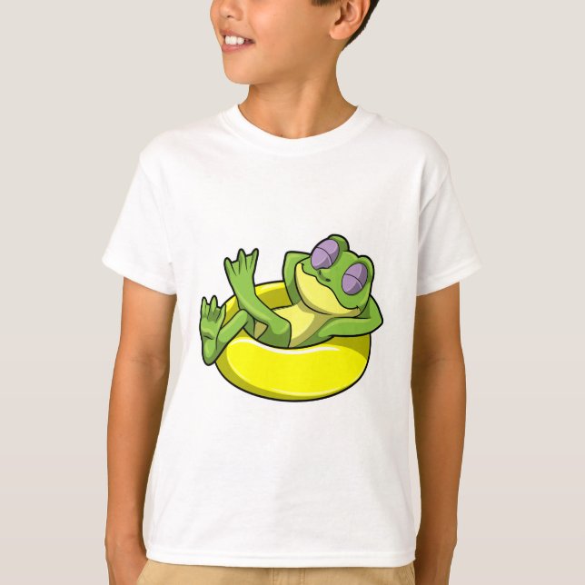 T-shirt Grenouille à la natation avec anneau de natation (Devant)