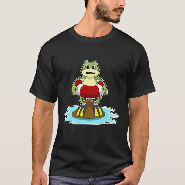 T-shirt Grenouille à la natation avec anneau de natation (Devant)