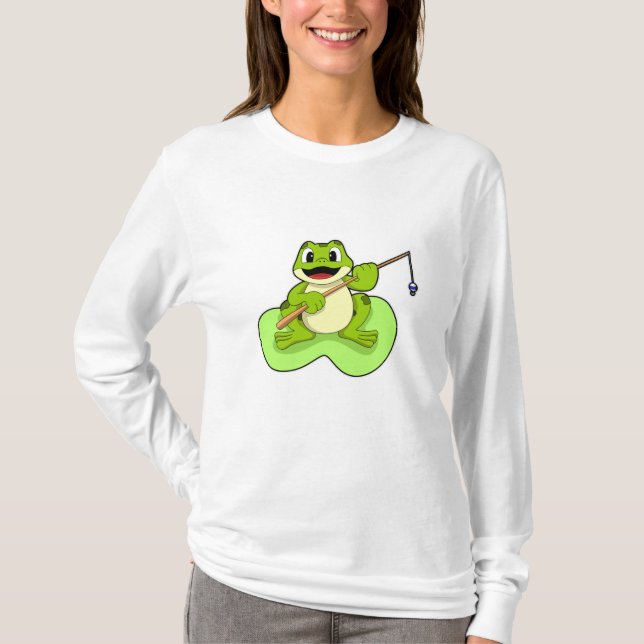 T-shirt Grenouille à la pêche avec canne à pêche (Devant)