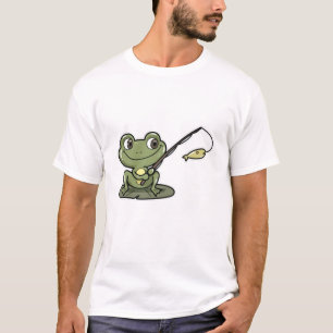 T-shirt Grenouille à la pêche avec canne à pêche