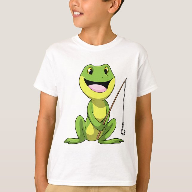 T-shirt Grenouille à la pêche avec canne à pêche (Devant)