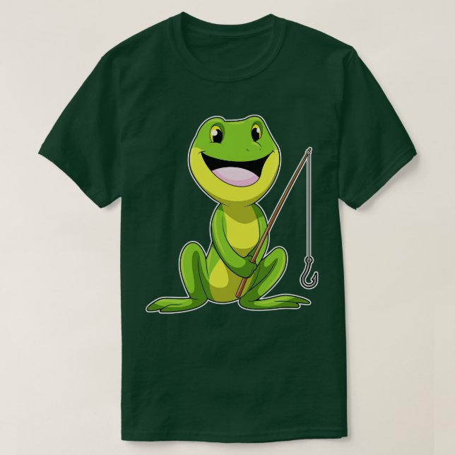 T-shirt Grenouille à la pêche avec canne à pêche (Design devant)