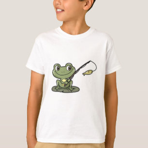 T-shirt Grenouille à la pêche avec canne à pêche