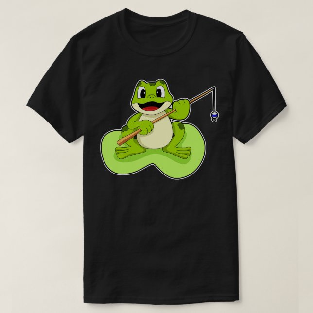 T-shirt Grenouille à la pêche avec canne de pêche 2 (Design devant)