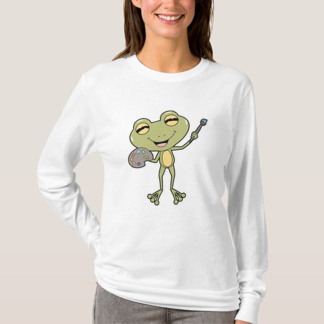 T-shirt Grenouille à la peinture avec pinceau et peinture (Devant)