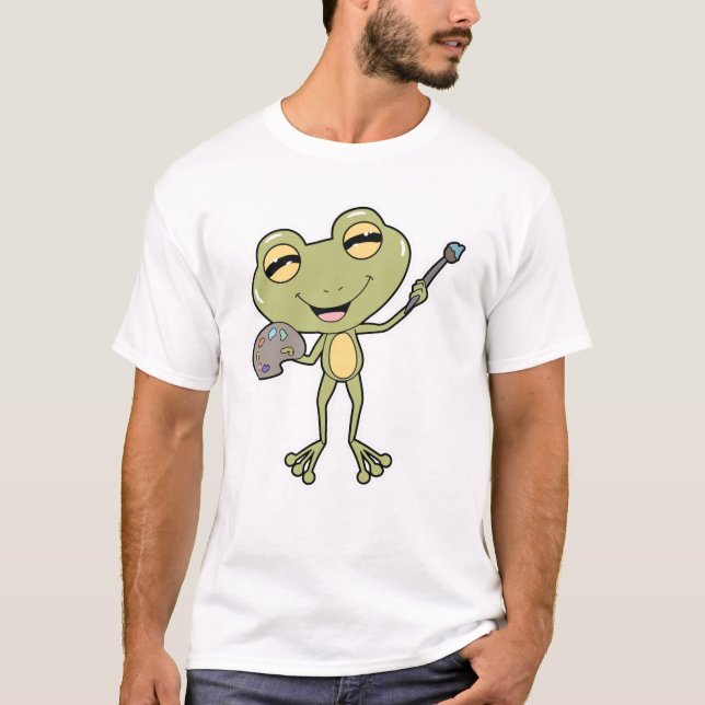 T-shirt Grenouille à la peinture avec pinceau et peinture (Devant)